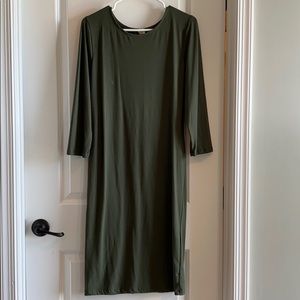Olive green fitted midi dress size x large